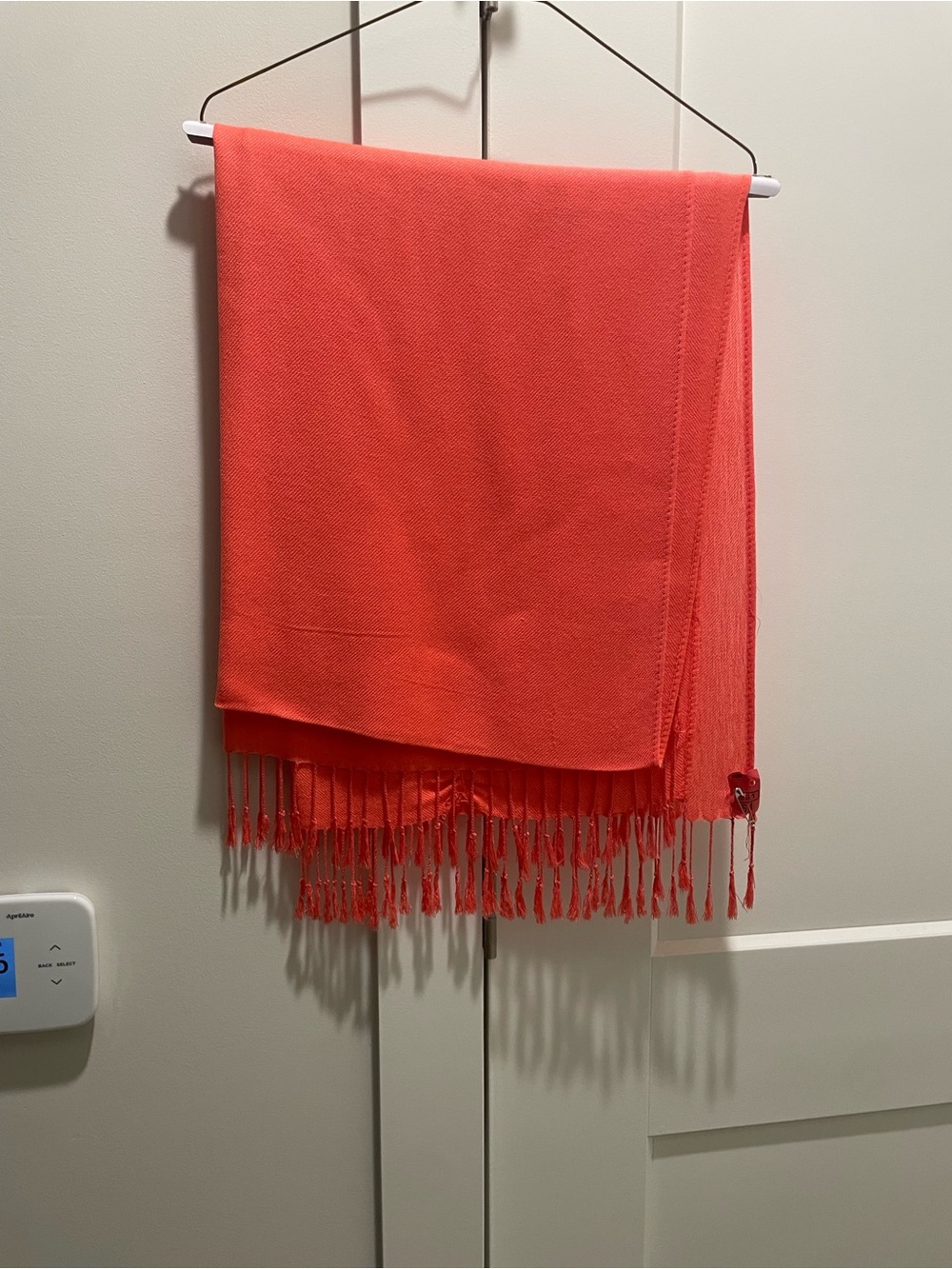 EUC Vibrant Coral Lightweight Fringe Scarf -